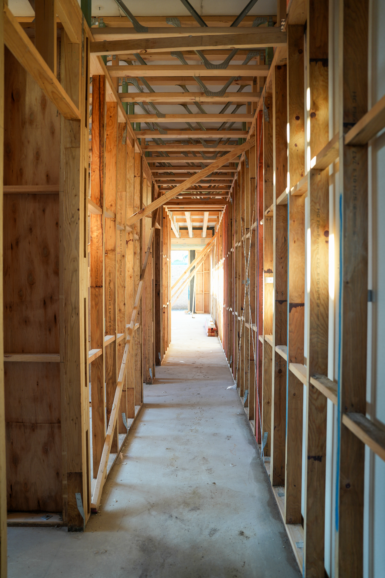 Timber framing and structural detail during construction